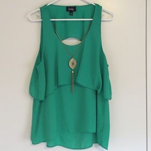 Kelly Green Tank w Detachable Necklace