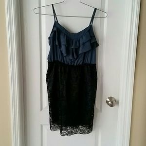 Gorgeous blue and black ruffle lace dress
