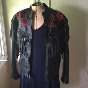 Black & red leather leather jacket