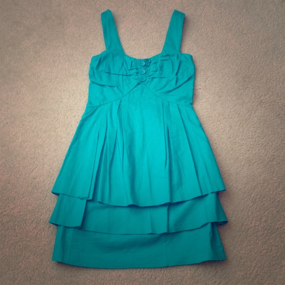 Turquoise linen dress