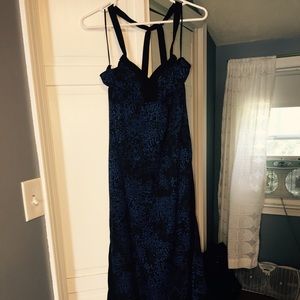 Long black and blue print Express maxi dress