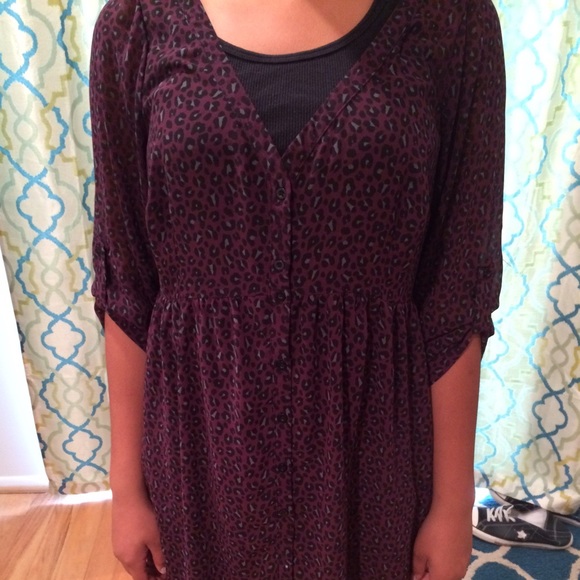 Torrid sheer dress, plum leopard