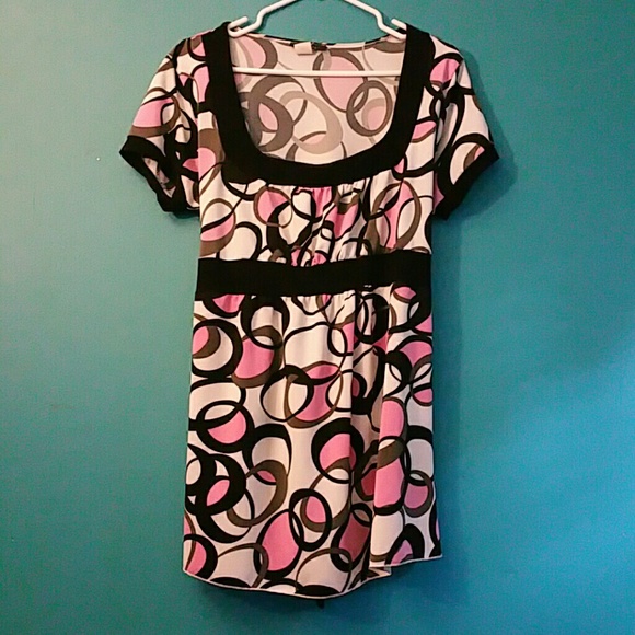Fun pink, white, and black top