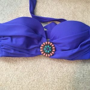 Royal blue strapless bikini top