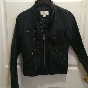 Faux leather motorcycle jacket