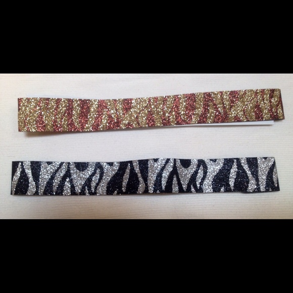 2 elastic sparkly headbands