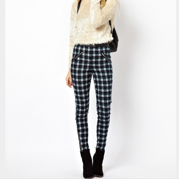 ASOS High Riser Plaid Skinny Pants size 0