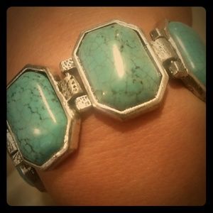 Turquoise & silver belt buckle bracelet