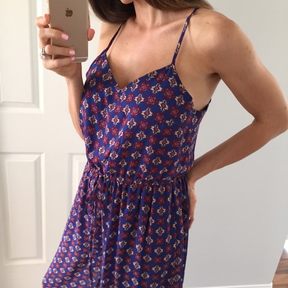 Sold • Blue Cream & Red Patterned Pant Jumpsuit - Picture 2 of 4