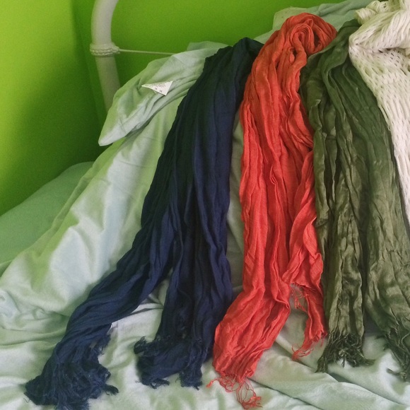 3 Scarves (Navy & Orange & Sage Green)