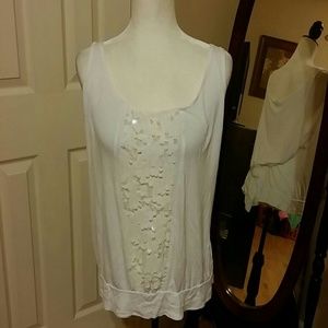 Sequined cream color tank top