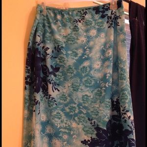 Tea length large blue floral skirt