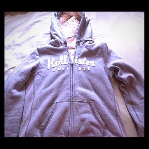 Gray Hollister faux fur lined hoodie