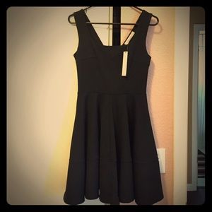 Empire waist, black cocktail dress