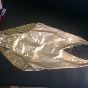 Gold deep vneck body suit from American Apparel