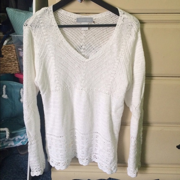 White Open Knit Sweater