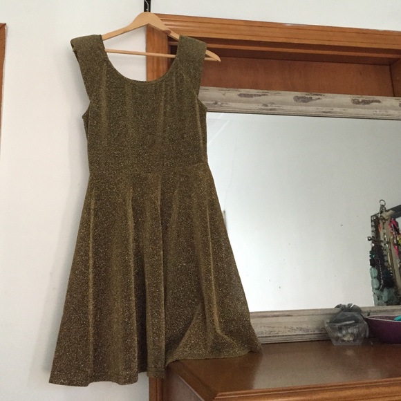 Gold shimmer fit and flare dress