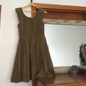 Gold shimmer fit and flare dress