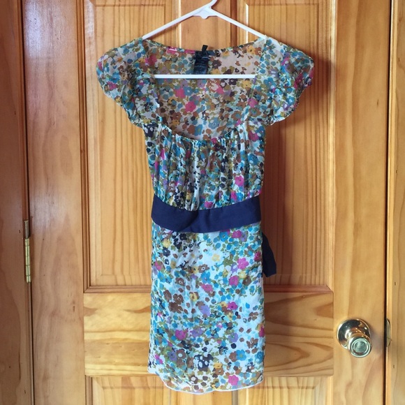 Sheer flower top with back tie