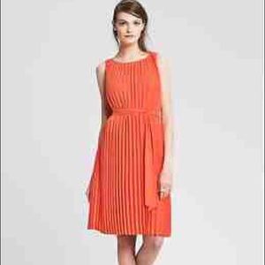 Banana Republic pleated tangerine dress