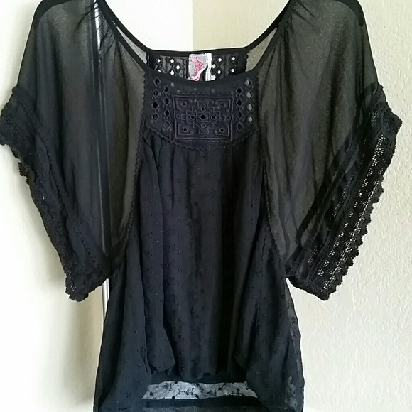 Free People Tops - Free People Black Flowy Blouse Sz S