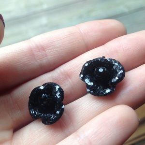 Betsey Johnson black crystal stud earrings