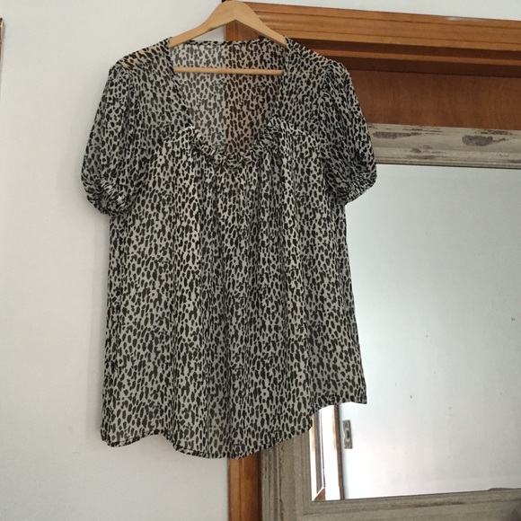 Sheer leopard blouse tee shirt.