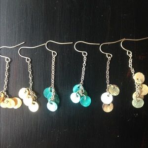Colored shell dangly earrings