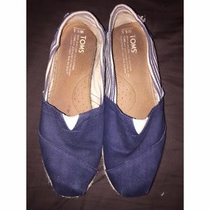 TOMS Flax Stripe Shoes- Blue