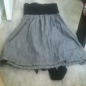 Black and gray chelsley strapless dress.
