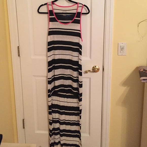 Blue life high low stripped dress