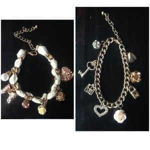 Gold colored charm bracelets