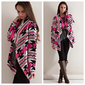 Neon Pink Aztec Cardigan