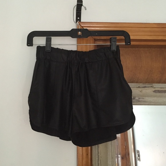 Pleather black shorts.