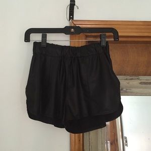 Pleather black shorts.