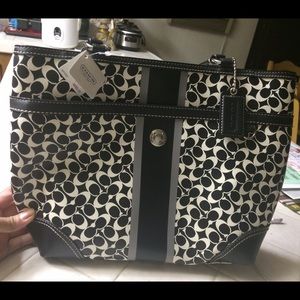 Coach Chelsea Diaper Bag, black/white NWT $298