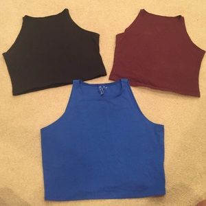 3 Cotton Crop Tops - M