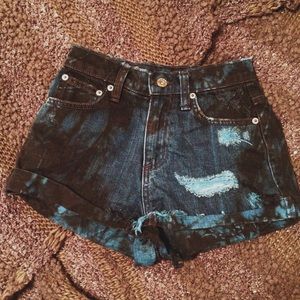 Black and Blue Tie Dyed Carmar Shorts