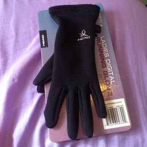 Women's black winter gloves with screen touch
