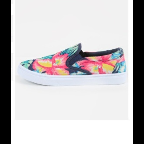 misbehave Shoes - Tropical Print Sneakers in Navy