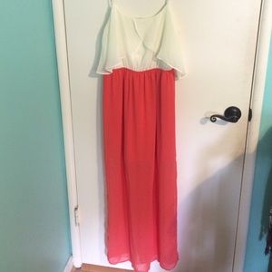 Coral and white dress