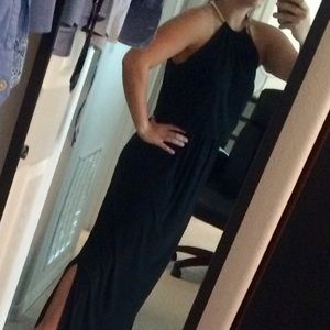 MSK formal black and gold dress with slit