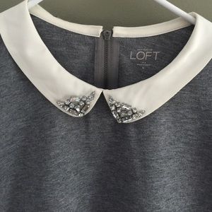 Loft jeweled sweatshirt/quarter length sleeve