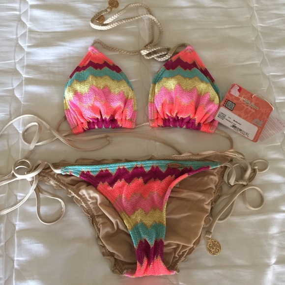 Luli Fama bikini top size M NWT bottom size XS EUC