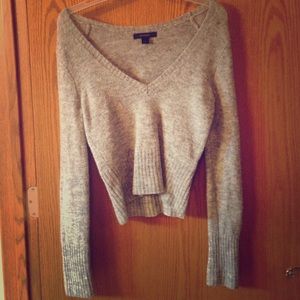 V-neck gray sweater