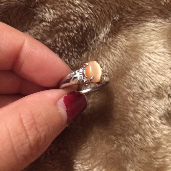 Sterling silver with orange inlayed stone - Picture 2 of 2