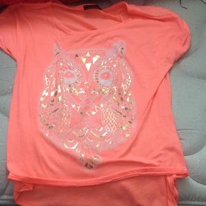 Peach owl shirt