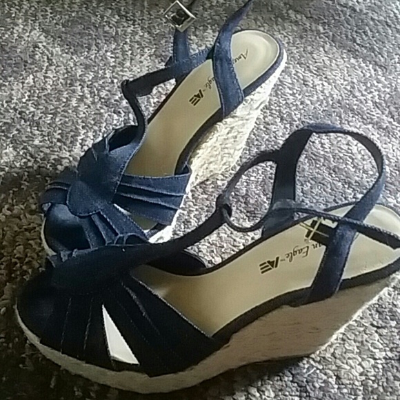 Cute denim wedge heels! Never worn! LAST CHANCE!