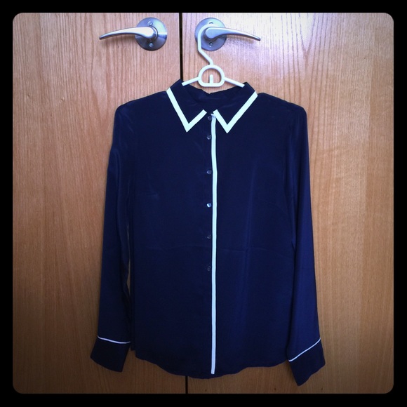 NWOT: J.Crew Navy Silk Top