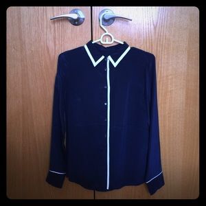 NWOT: J.Crew Navy Silk Top